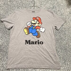 Super Mario Men's T-Shirt Tee Size L Large Gray Graphic Top Short Sleeve